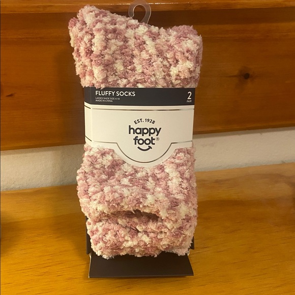 5 for $25 Happy Foot Fluffy Pink Socks - Picture 1 of 7